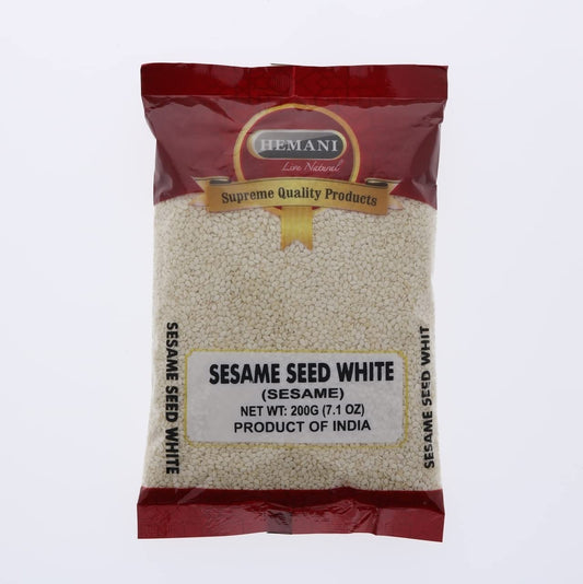 HEMANI White Sesame Seeds - 200G (7 OZ) 100% Natural Prem ium Quality Gluten Free - NON-GMO - Vegan No Color Added - No Salt or fillers