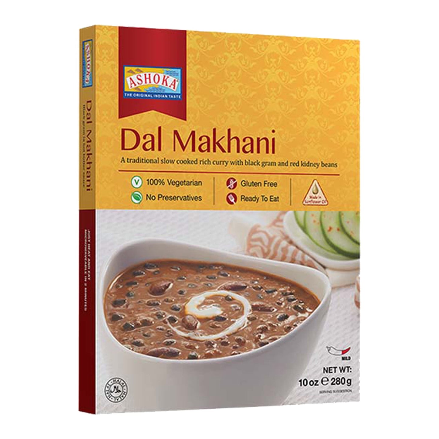 Ashoka Ready to Eat Indian Meals Since 1930, 100% Vegetarian Dal Makhani, All-Natural Traditionally Cooked Indian Food, Plant-Based, Gluten-Free and with No Preservatives, 10 Ounce