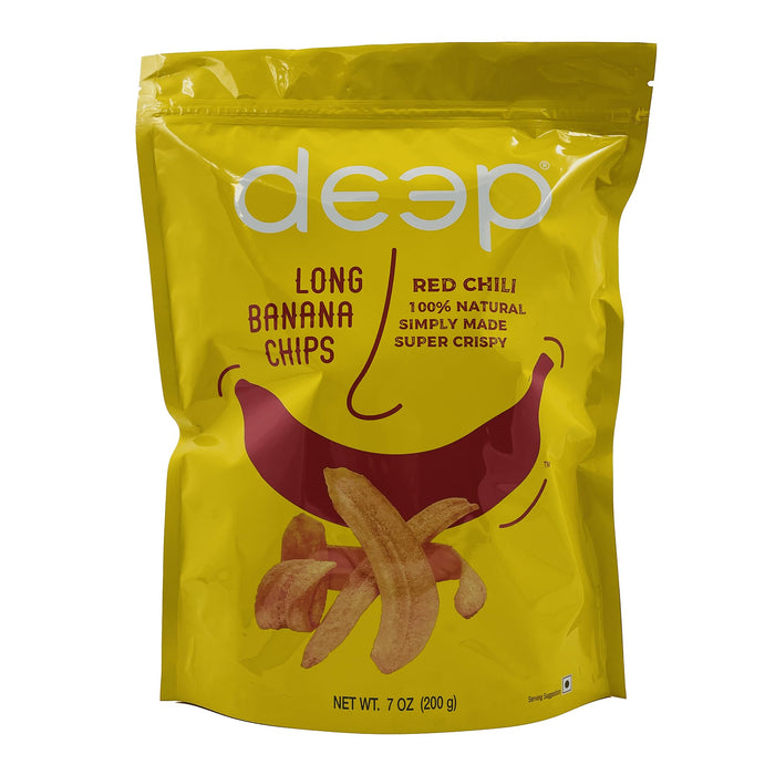 Deep Red Chili Long Banana Chips - Ready to Eat Snacks - 100% Natural - 7 oz