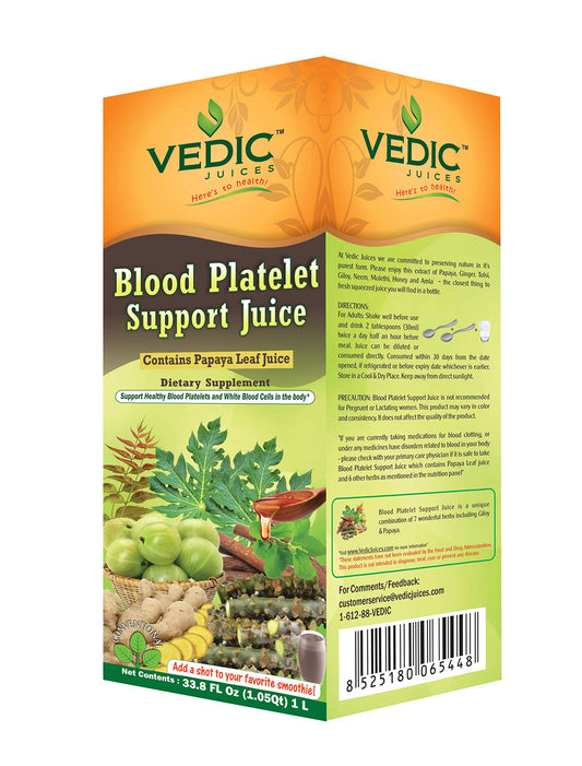 Vedic Juice Papaya Leaf + Flavor Papaya - Blood Platelet Juice - Supports Immune & Digestive Enzyme Health - 33.8oz, Ideal for Daily Use