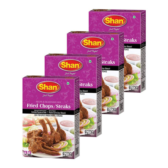 Shan - Fried Chops/Steak Seasoning Mix (50g) - Spice Packets for Spicy Fried Meat (Pack of 4)