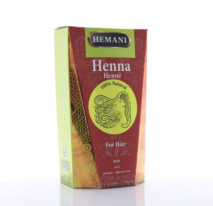Hemani Red Henna Hair Color 100% Natural PPD Free I Ammonia Free I 100 Grams (4 Sachet of 25g each) I Henna for Hair I Natural I Chemical Free