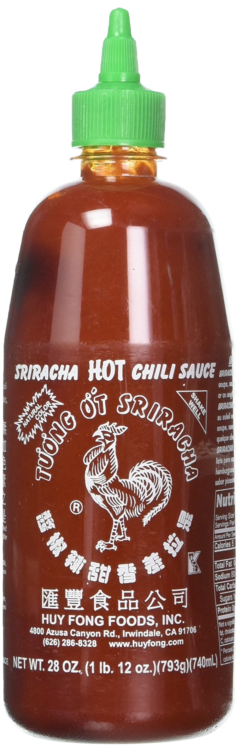 Sriracha Hot Chili Sauce Large Bottle 740ml (28oz X 2 Pack)