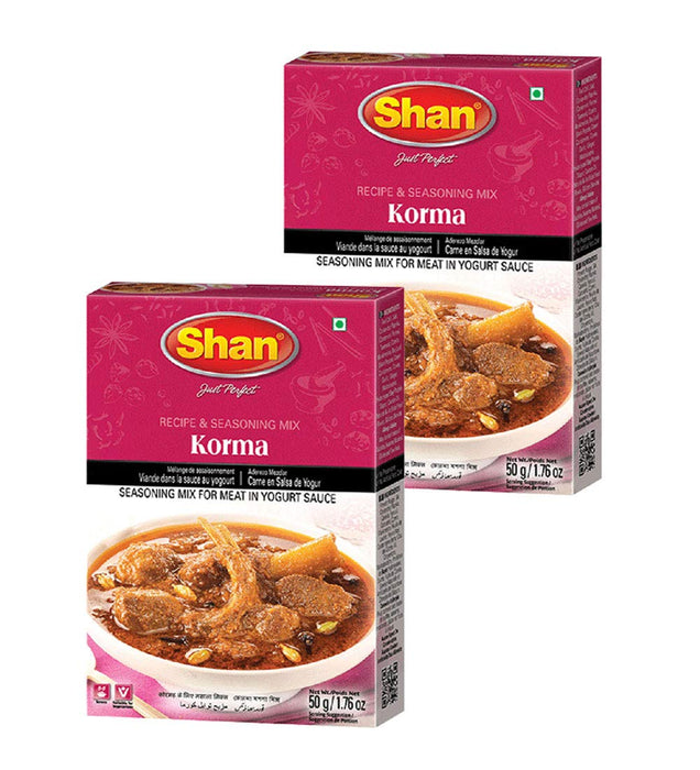 Shan - Korma Masala Seasoning Mix (50g) - Spice Packets for Meat in Yogurt Sauce (Pack of 2)