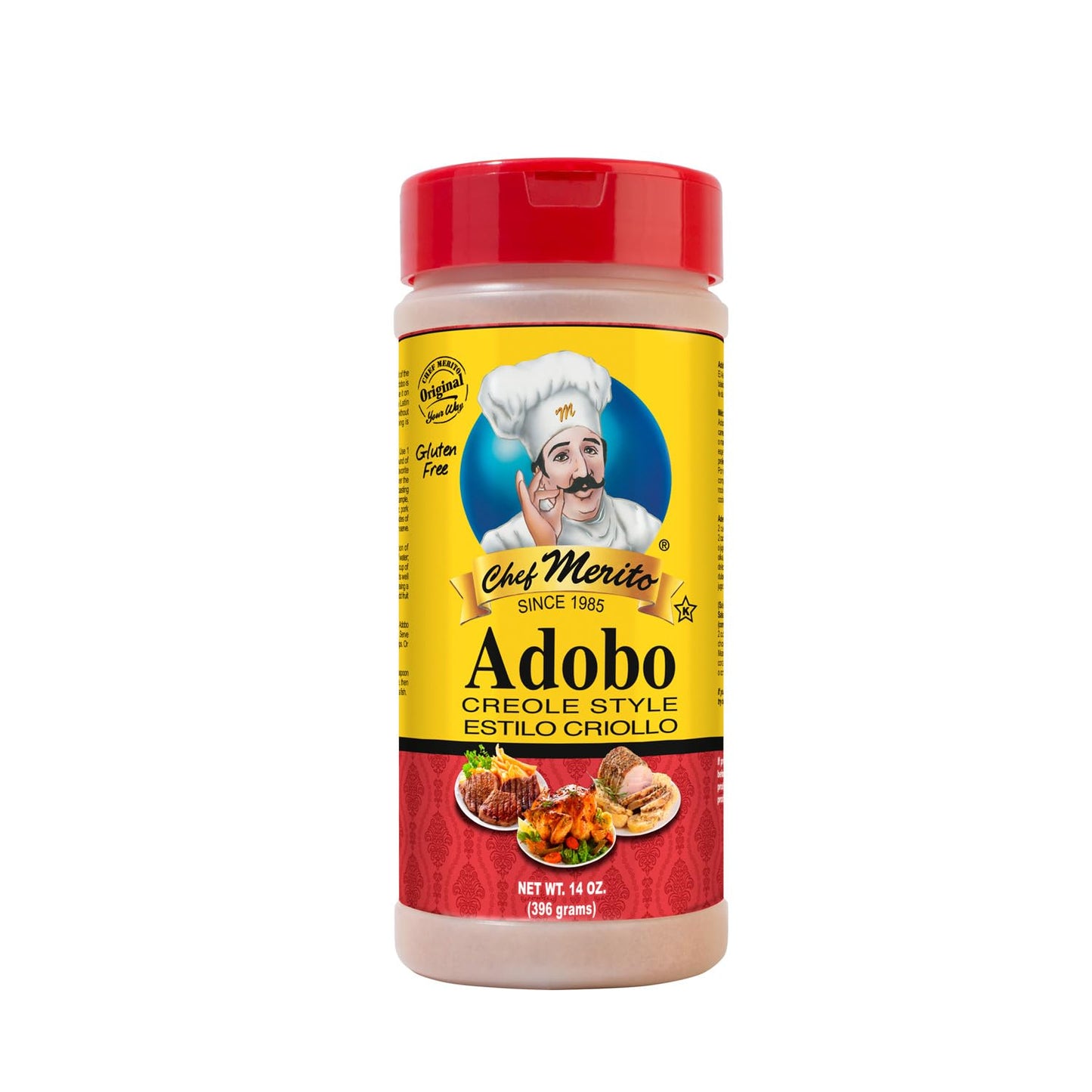 Chef Merito | Adobo Seasoning | 14 Ounces | Pack of One | Large Bottle | Great for Grilling, Frying and Oven Baking |