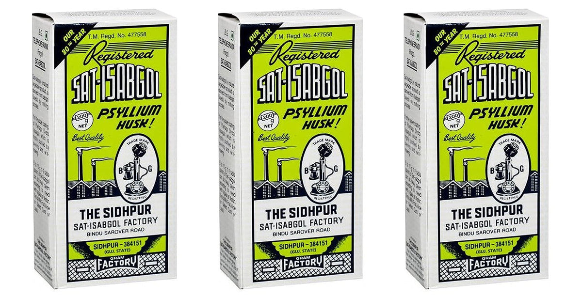 Sat Isabgol 200g - Also Known as Psyllium Husk - Supports Digestive Health - Smooth and Effective Relief from Constipation (Pack of 3)