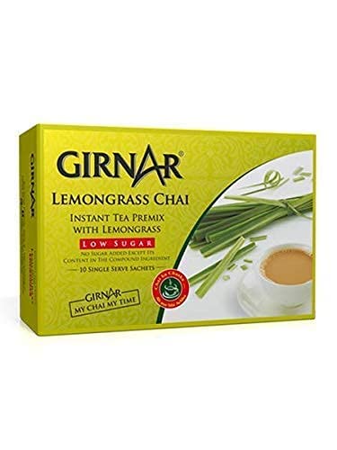 Girnar Instant Chai (Tea) Premix With Lemongrass Unsweetened, 10 Sachet Pack