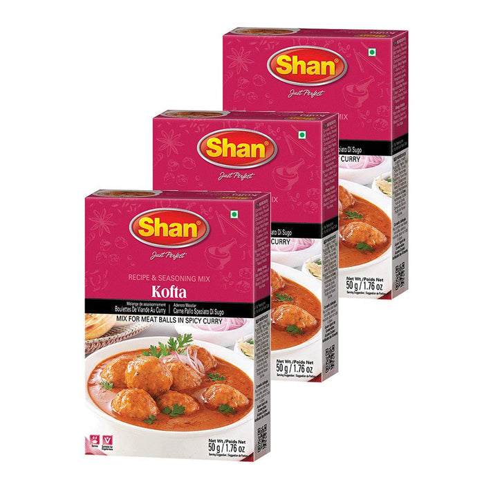 Shan - Kofta Seasoning Mix (50g), Spice Packets for Meat Balls in Spicy Curry (Pack of 3)