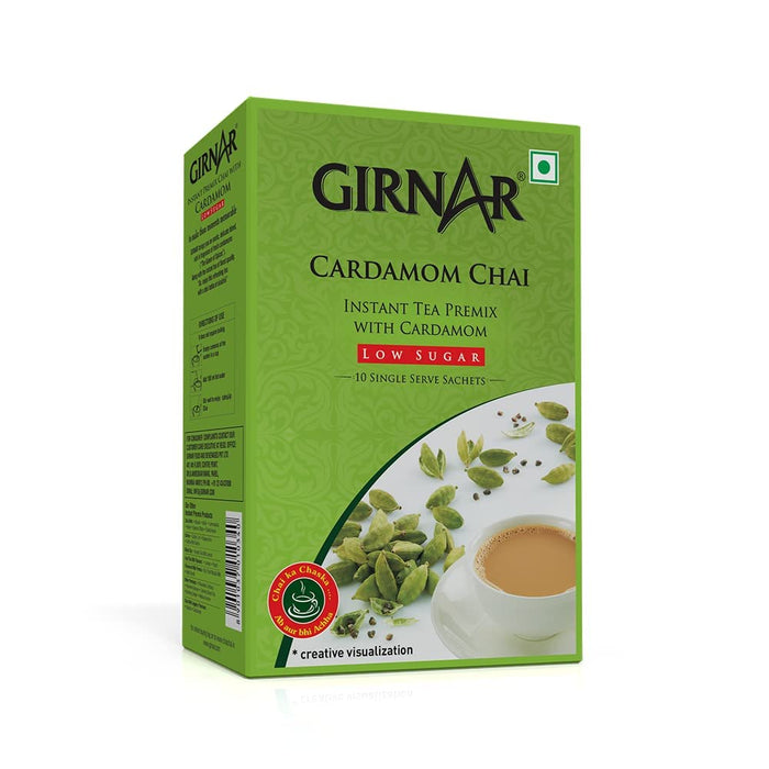 Girnar Instant Chai/Tea Premix With Cardamom Unsweetened, 10 Sachet Pack