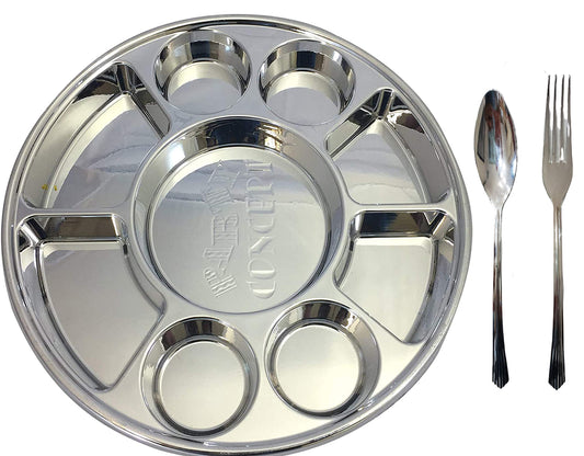 9 Compartment Disposable Silver Plates - Indian Thali Plastic Tray