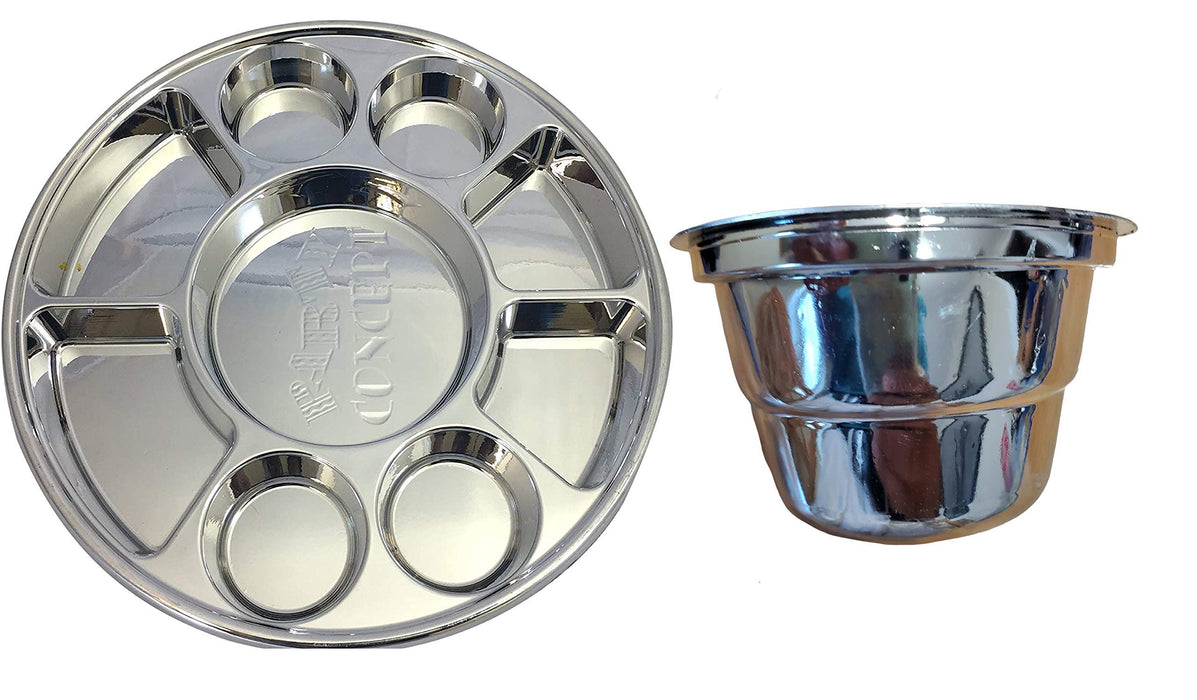 9 Compartment Disposable Silver Plates - Indian Thali Plastic Tray