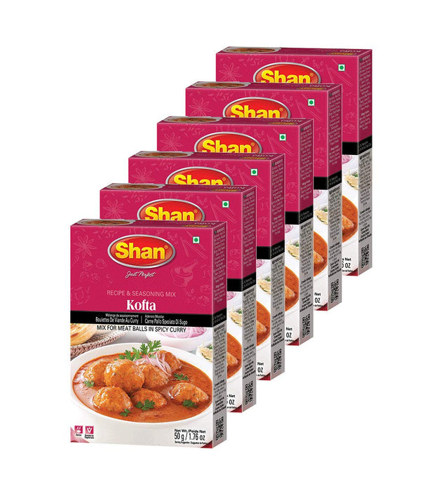 Shan - Kofta Seasoning Mix (50g), Spice Packets for Meat Balls in Spicy Curry (Pack of 6)