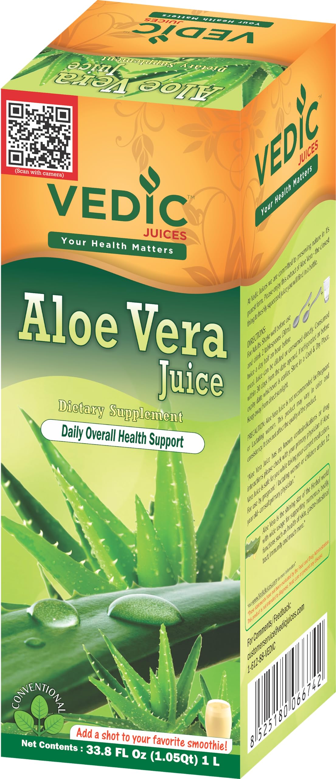 Vedic Aloe Vera Juice | Daily Overall Health Support 1L