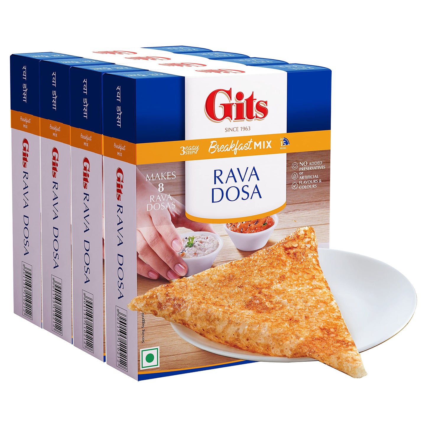 Gits Rava Dosa Breakfast Mix, 800g (Pack of 4 X 200g Each)