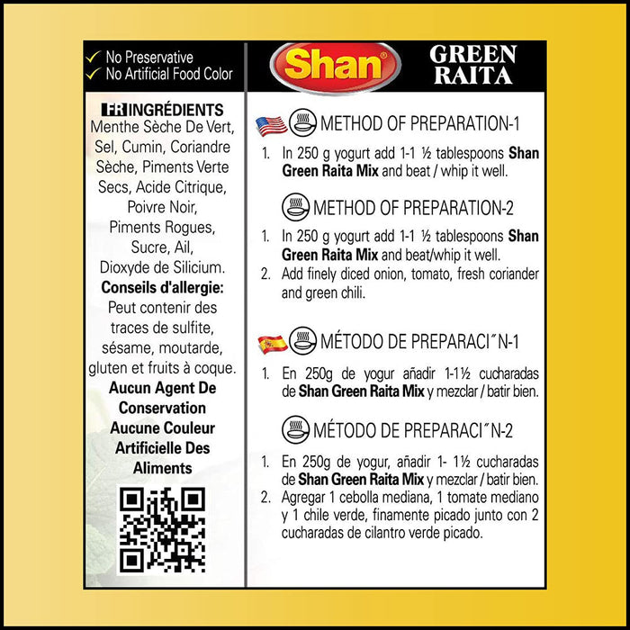 Shan Seasoning Mix -green Raita 40 gms