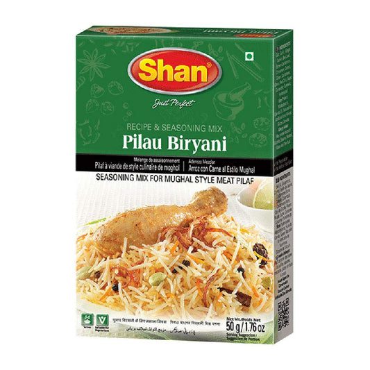 Shan Pilau Biryani Recipe and Seasoning Mix 1.76 oz (50g) - Spice Powder for Mughal Style Meat Layered Pilaf  (1.76 Ounce (Pack of 1))