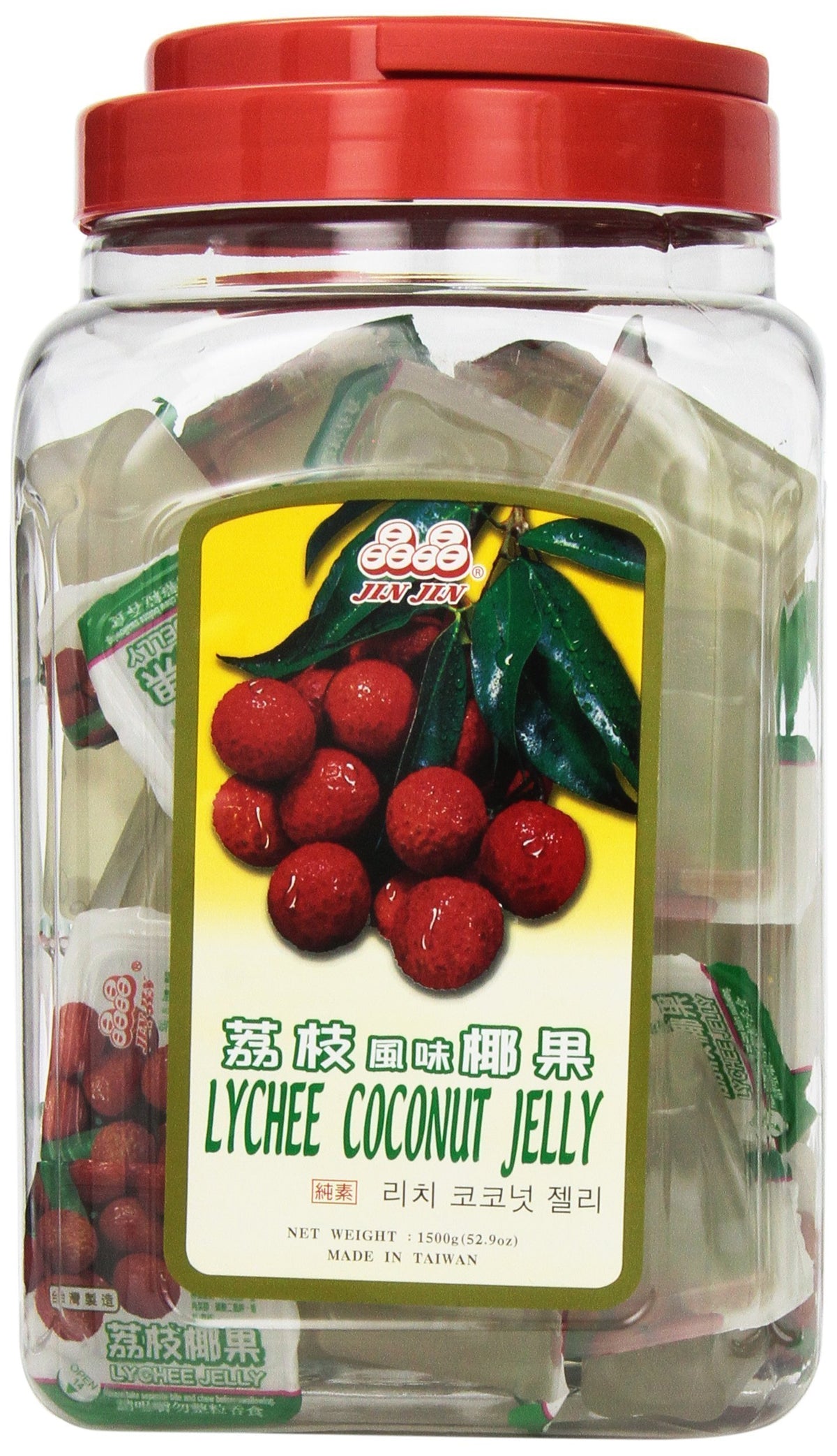 Lychee Coconut Jelly, JIN JIN Original White Package - Snacks & Savory