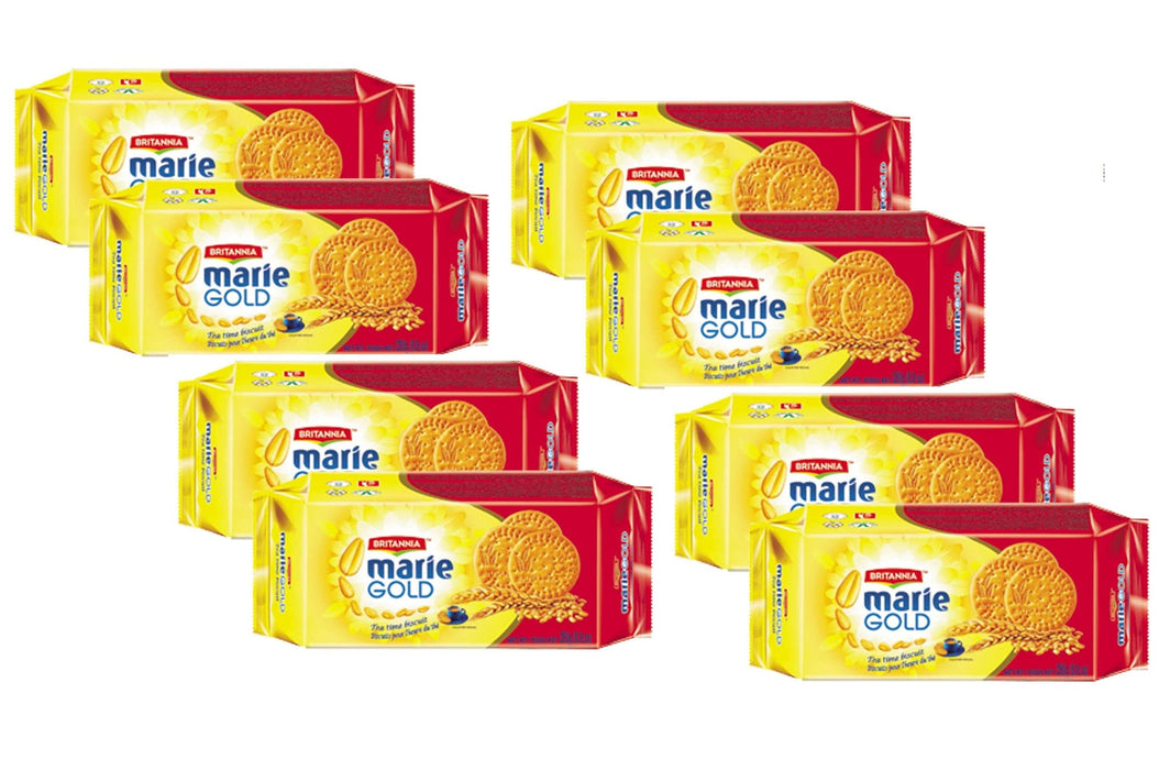 BRITANNIA Marie Gold Cookies 8.8oz (250g) Biscuits Pour l'heure du th - Crispy Tea Time Snack - Delicious Grocery Cookies - Suitable for Vegetarians (Pack of 8)