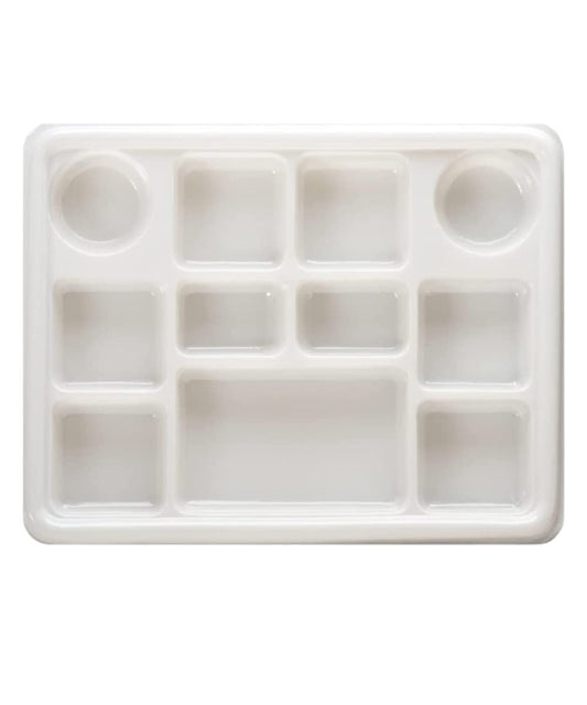 11 Compartment White Disposable Plastic Plates - 200pcs