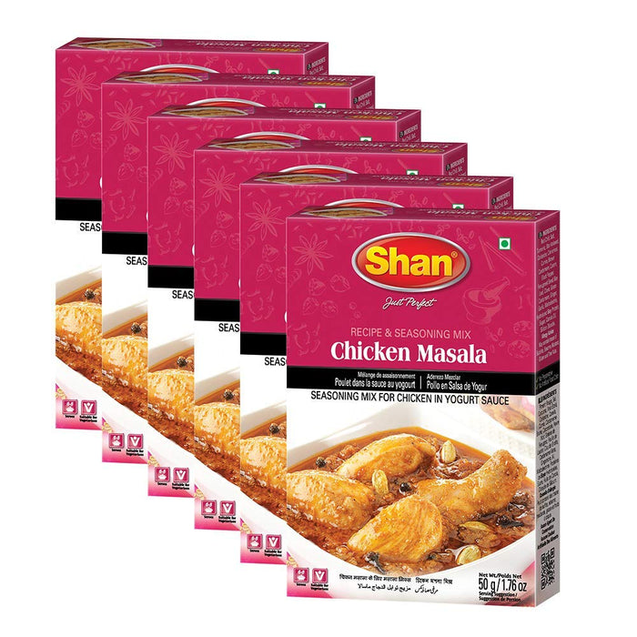 Shan - Chicken Masala Seasoning Mix (50g) - Seasoning Packets for Chicken in Yogurt Sauce (Pack of 6)