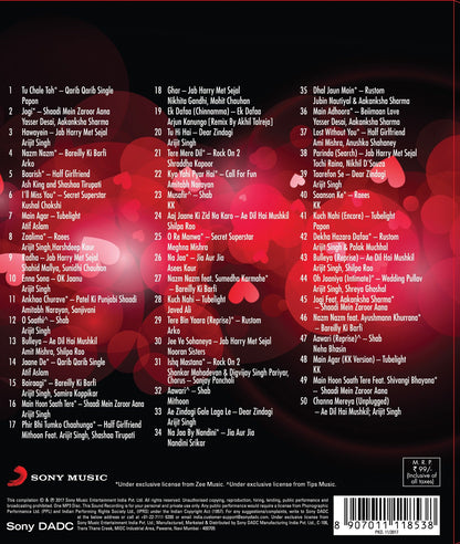 MY ULTIMATE BOLLYWOOD LOVE HITS 2018 [MP3 CD] MIX