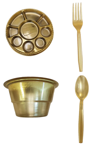 Buy Disposable Gold Plates - Indian Thali Plastic Tray