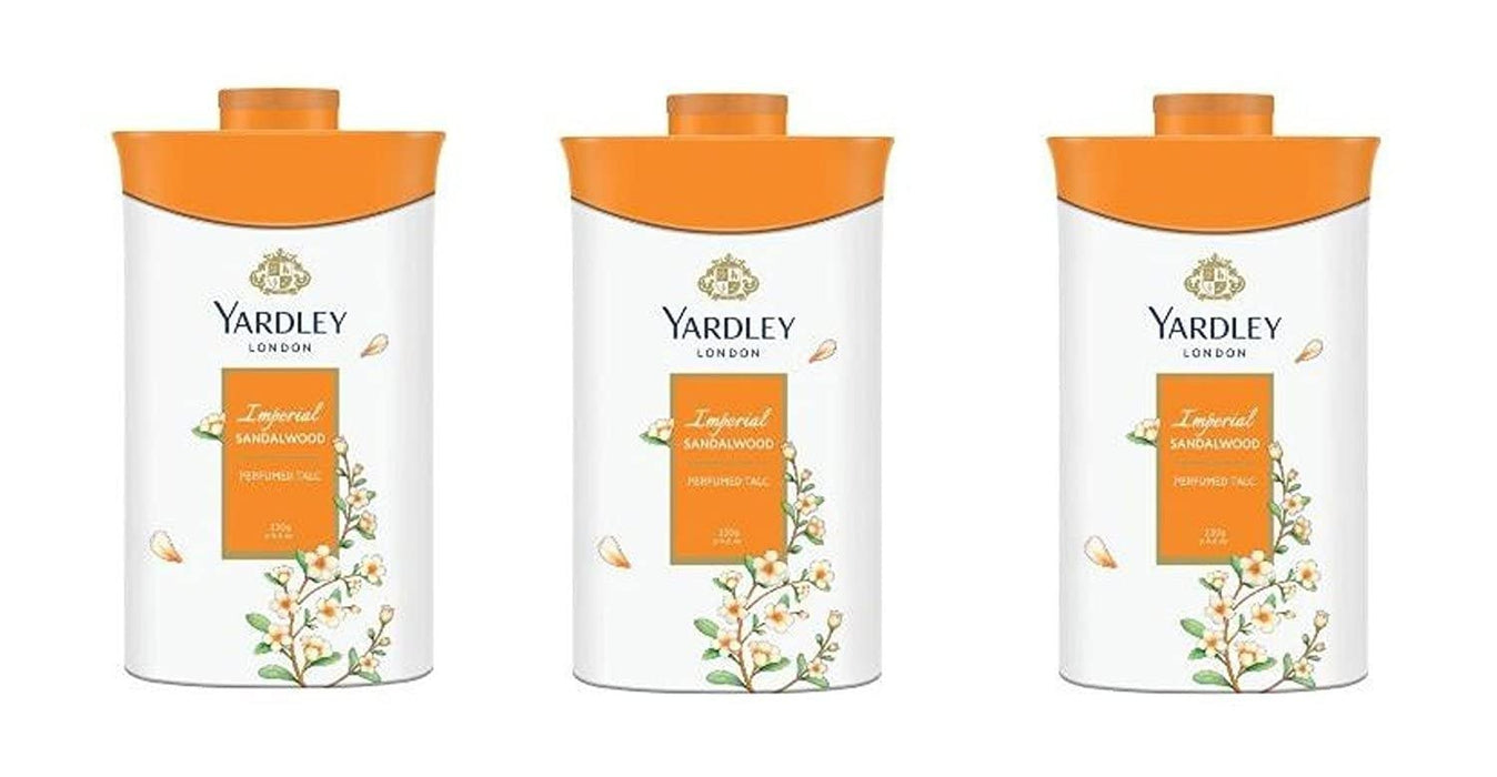 Yardley London Fresh Floral Fragrance Locked in a Fine & Silky Perfumed Talcum Powder (Yardley London Imperial Sandalwood, Pack of 3 250Gram)