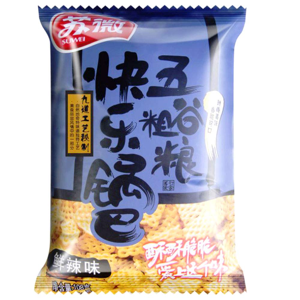 Guoba Crispy Baked Rice Crust 3.8 oz (Spicy, 3 Packs)