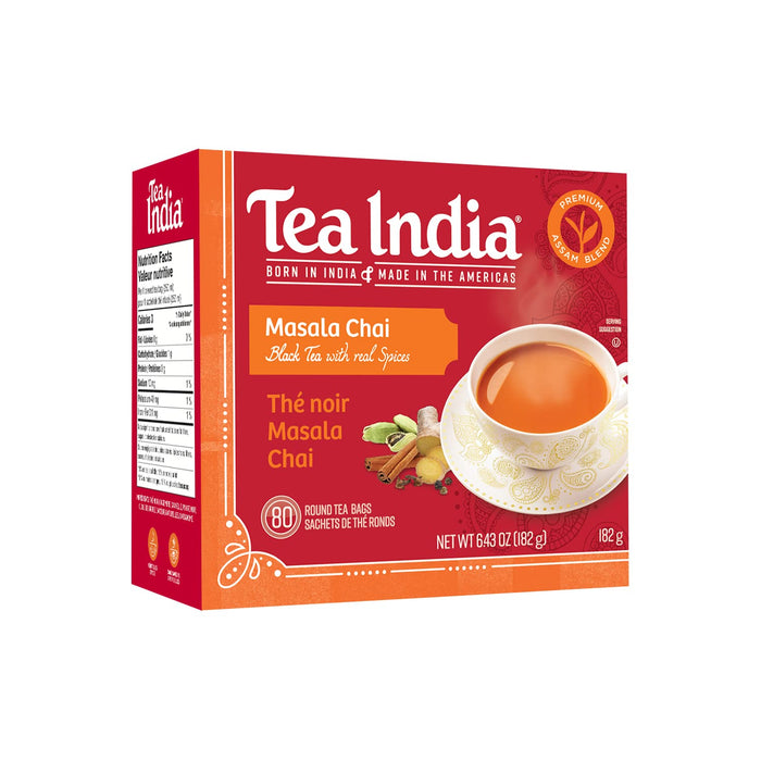 Tea India Masala Chai Tea Bags 80ct Tagless Tea Bags