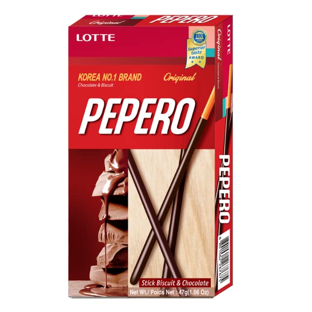 Lotte, Pepero, Stick Biscuit & Chocolate, Original, 47 gram [Pack of 3 pieces]