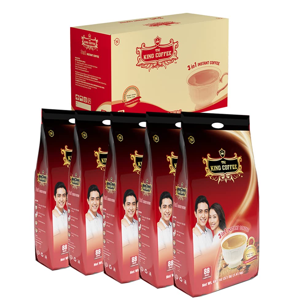 King Coffee Premium Instant Coffee - 3 in 1 Vietnamese Coffee Blend w/ Creamer & Sugar - 440 Single Serve Instant Coffee Packets (5 Bags - 440 Sticks)
