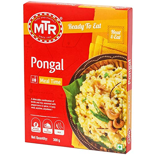 MTR Ready to Eat Just Heat and Eat | No Preparation | No additives | Gluten Free | Pack of 5 | Pongal 300gm