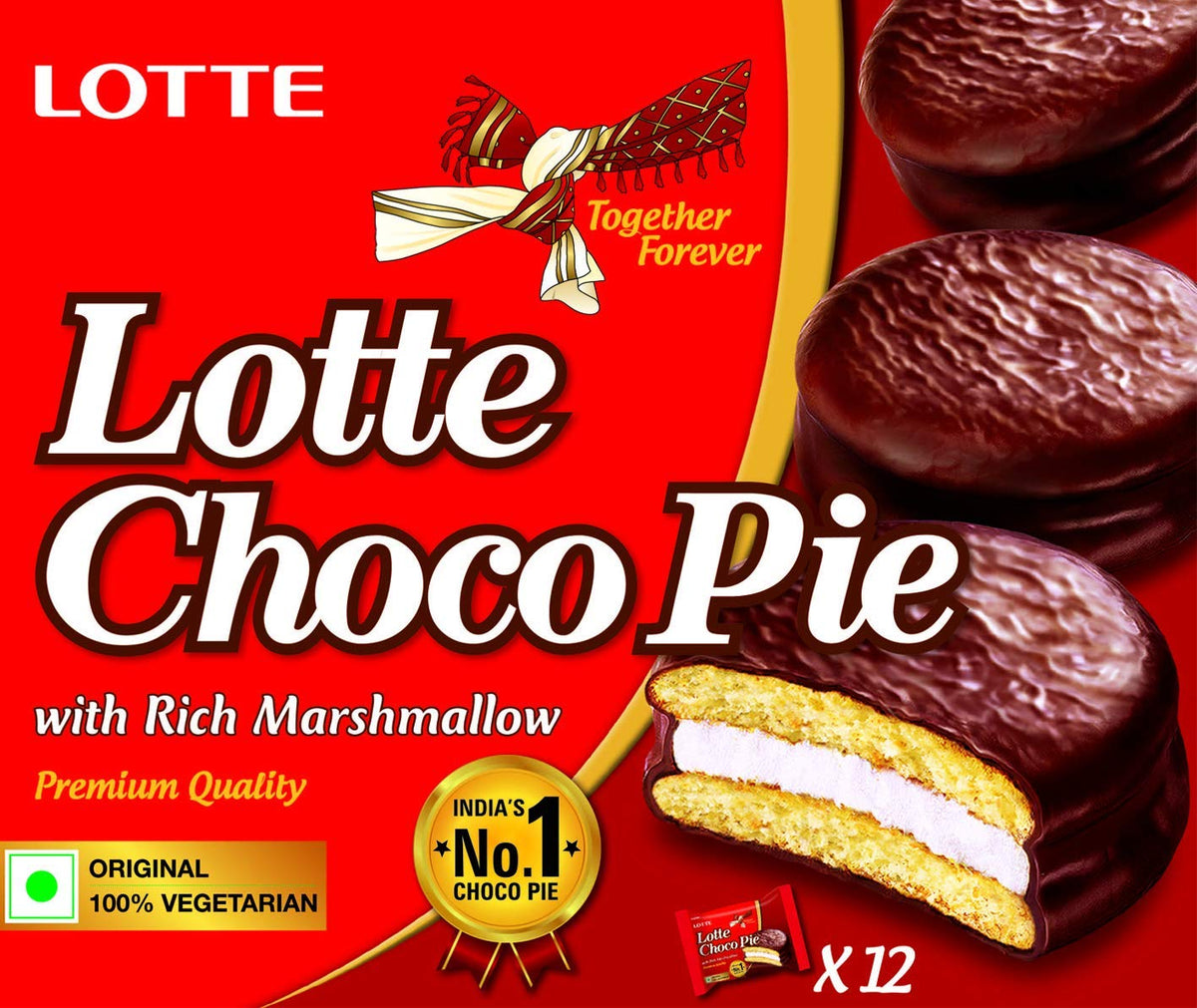 Lotte Choco Pie Marshmallow 12 pks x 28 gm - Snacks & Savory