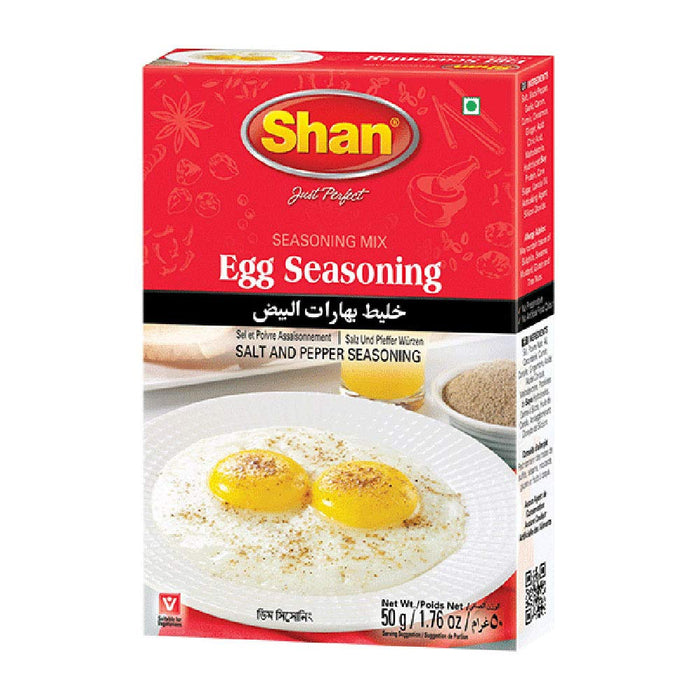Shan Egg Seasoning Mix 1.76 oz (50g) - Spice Powder for Salt and Pepper Seasoning - Sprinkle Powder for Fried and Boiled Eggs - Suitable for Vegetarians - Airtight Bag in a Box