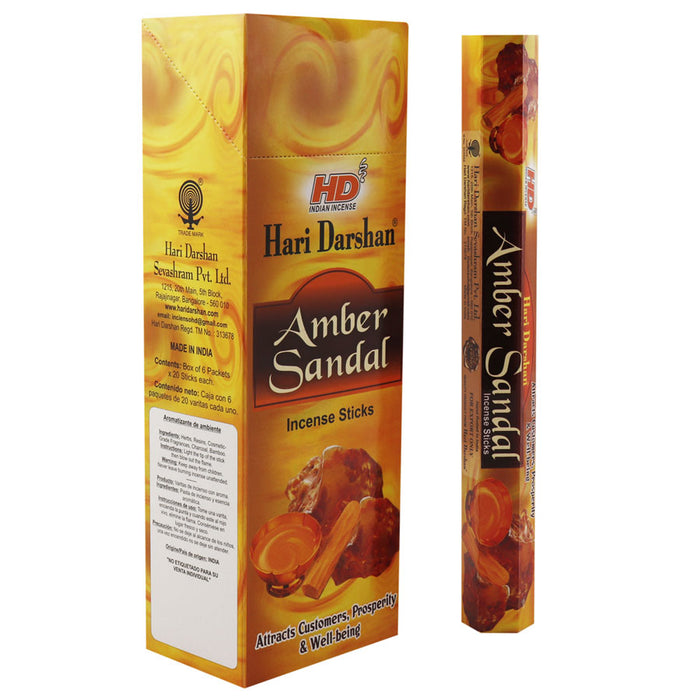 Hari Darshan Amber Sandal Incense 20 sticks x 6 pkts