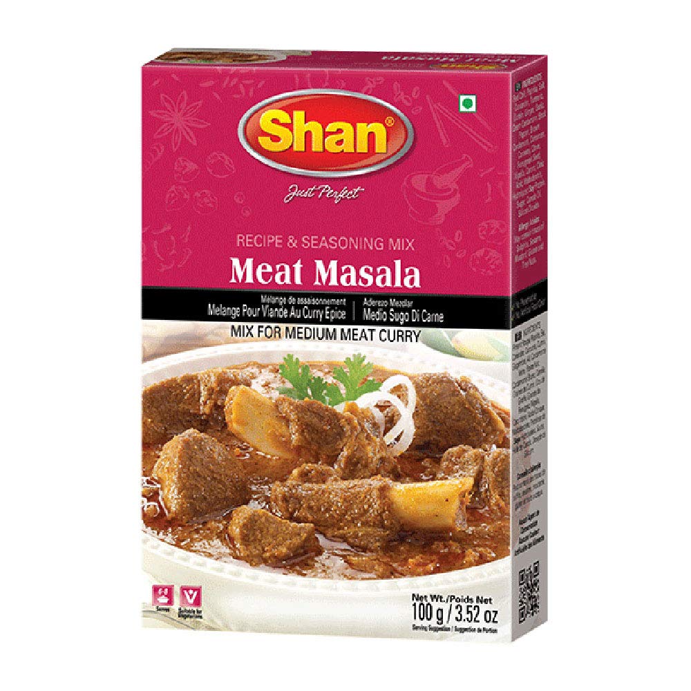 Shan - Meat Masala Seasoning Mix (100g) - Spice Packets for Medium Meat Curry