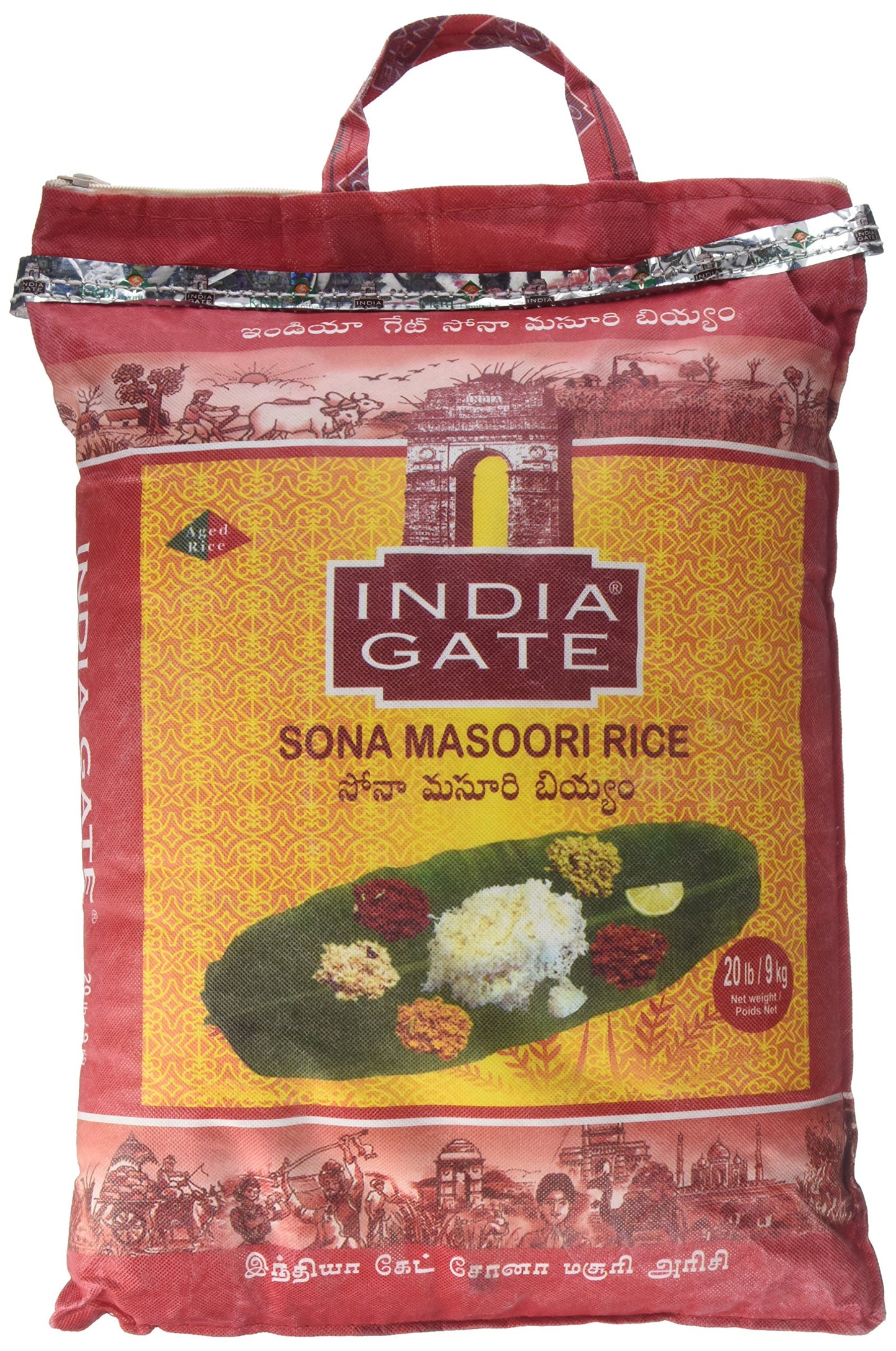 India Gate - Short Grain Rice - Sonamasoori, 20 Pound Bag