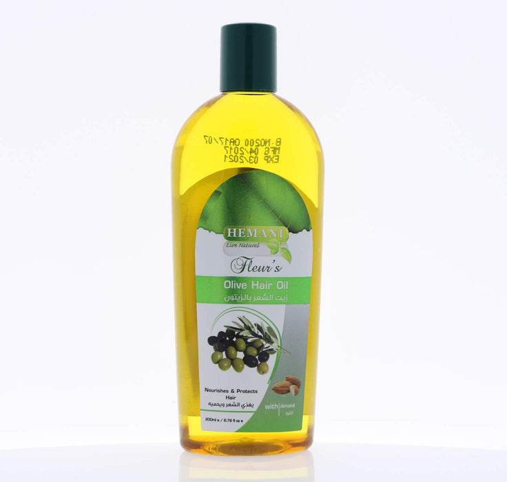 Hemani Hair Oil 200mL (6.76 FL OZ) Natural Solution for Strong and Shiny Hair (Olive with Almond)