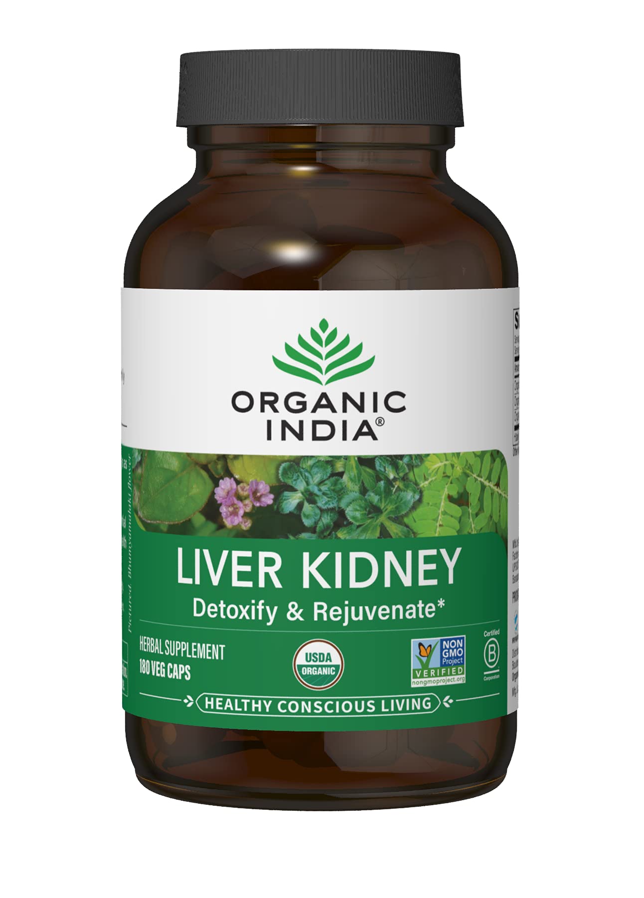 ORGANIC INDIA Liver Kidney Herbal Supplement 90 Vegetarian Capsules