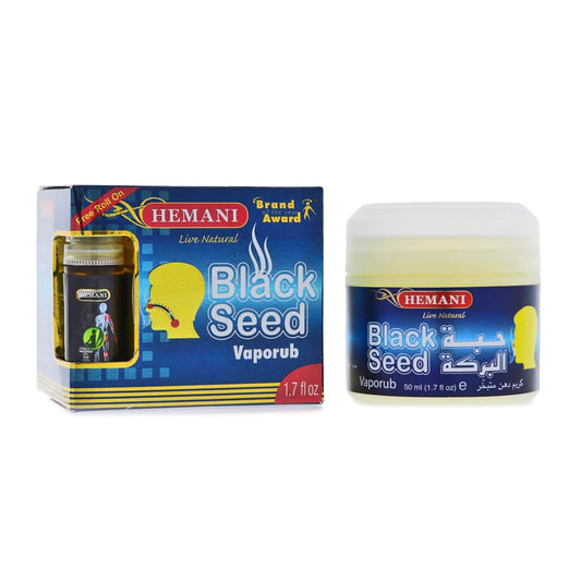 Black Seed Vapor Rub Ointment - 50mL (1.7 FL OZ) - Soothes Chest Congestion and Muscle Pain - Free Massage Oil Included