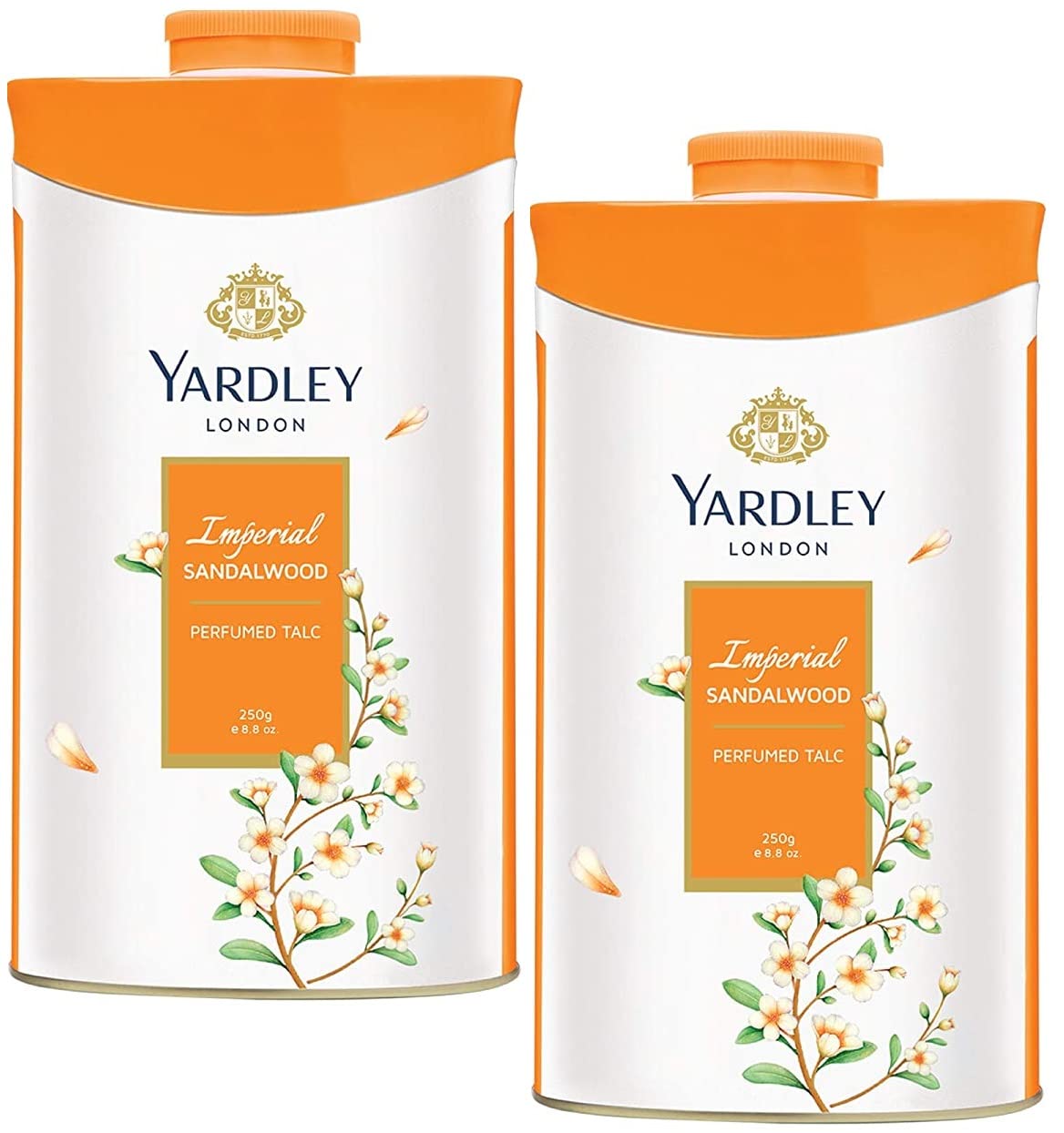 Yardley London Perfumed Fresh Floral Fragrances Locked in a fine & Silky Talcum Powder (Yardley Imperial Sandalwood Perfumed Talc -250gm, Pack of 2)