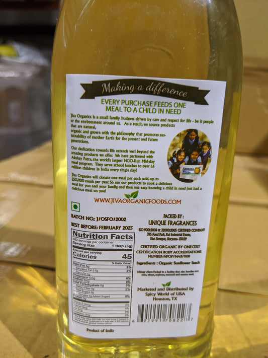 Jiva Organic Sunflower Oil 1 Litre