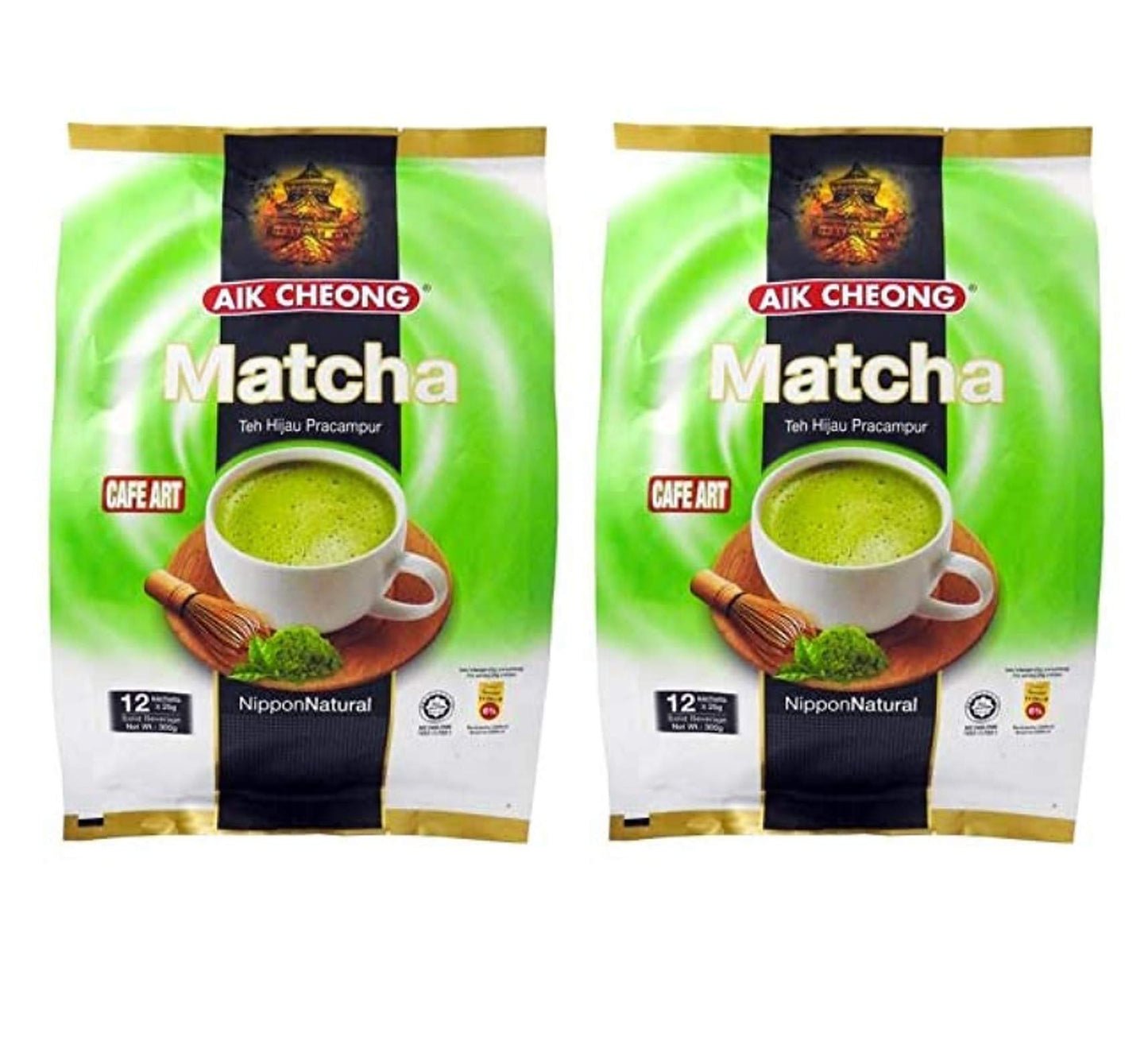 Aik Cheong Cafe Art Matcha Pre-Mixed Green Tea (2 Pack, Total of 600g)