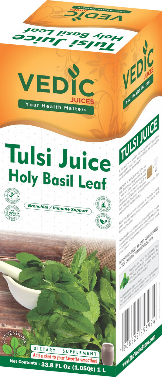 Vedic Juices Tulsi Juice 1 L - Natural Juice for Daily Use - 33.8 Floz