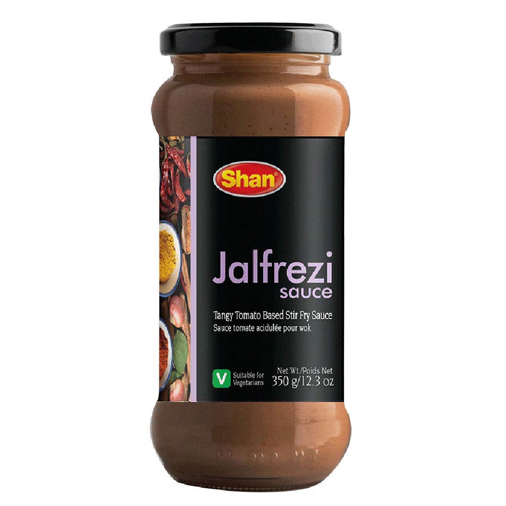 Shan Jalfrezi Cooking Sauce 12.3oz (350g) - Tangy Tomato Based Stir Fry Simmer Sauce - Easy to Cook Delicious Meal at Home - Suitable for Vegetarians