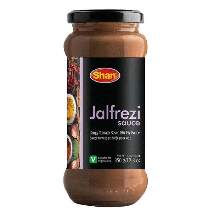 Shan Jalfrezi Cooking Sauce 12.3oz (350g) - Tangy Tomato Based Stir Fry Simmer Sauce - Easy to Cook Delicious Meal at Home - Suitable for Vegetarians