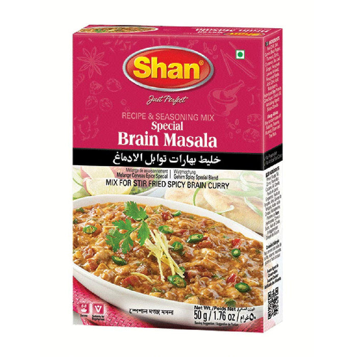 Shan Special Brain Recipe and Seasoning Mix 1.76 oz (50g) - Spice Powder for Stir Fried Spicy Brain Curry - Suitable for Vegetarians - Airtight Bag in a Box