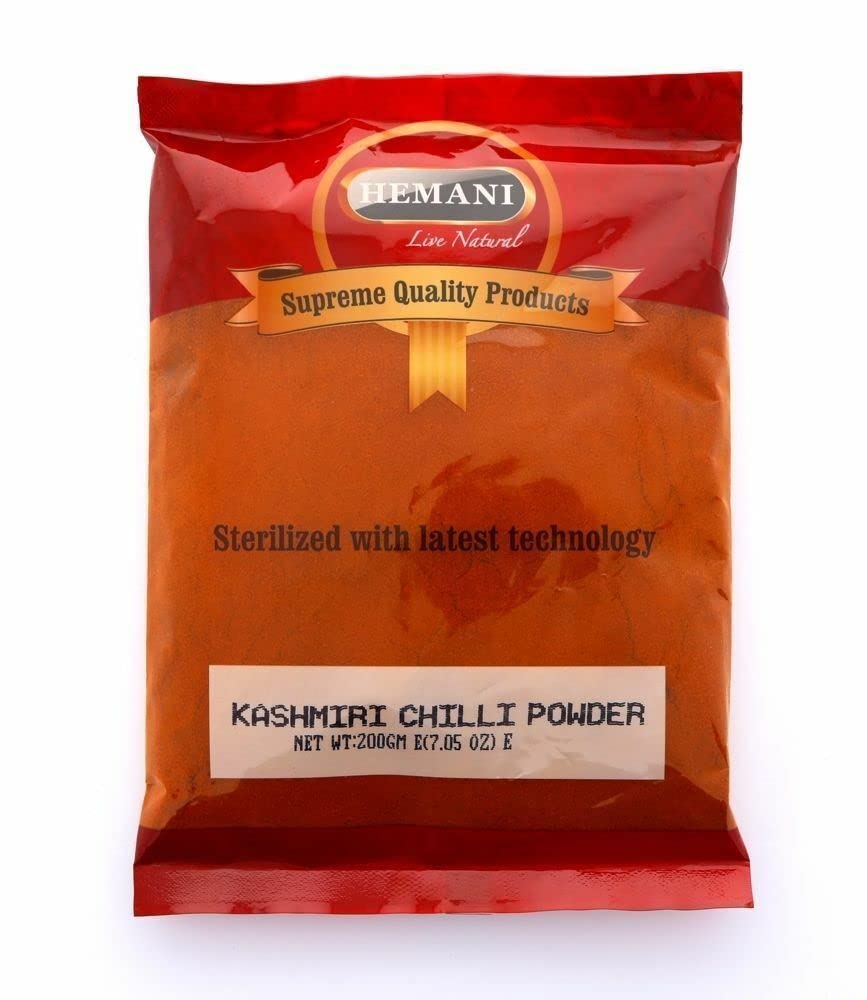 Hemani Kashmiri Chilli Powder (Deggi Mirch, Low Heat) - 200g (7.1 OZ) - No Color Added - Gluten Free Ingredients - NON-GMO - Vegan