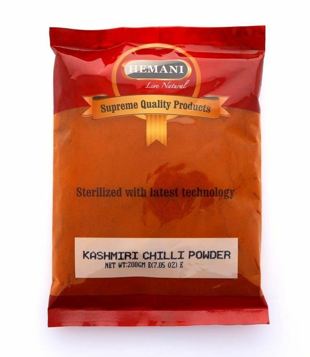Hemani Kashmiri Chilli Powder (Deggi Mirch, Low Heat) - 200g (7.1 OZ) - No Color Added - All Natural - Supreme Quality - Gluten Free Ingredients - NON-GMO - Vegan - No Salt or fillers