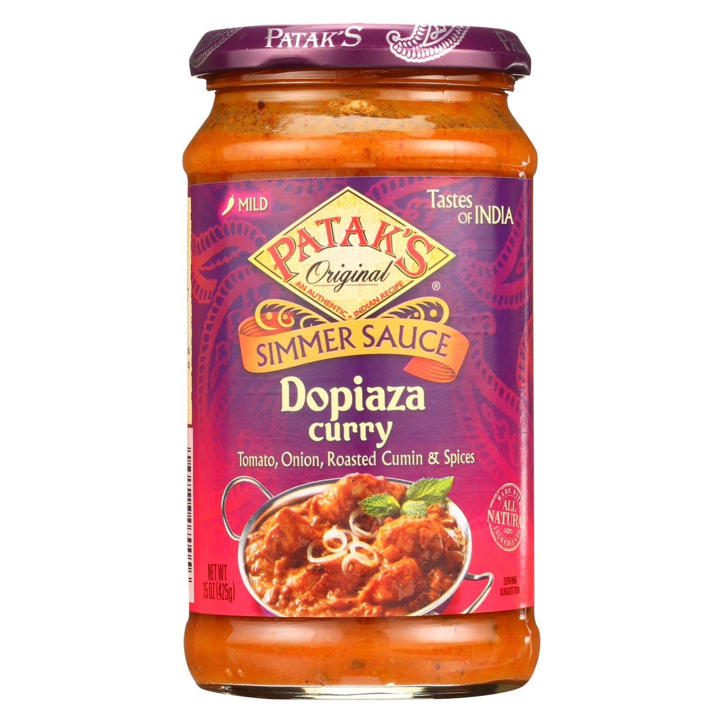 Pataks Simmer Sauce - Dopiaza Curry - Mild - 15 oz - case of 6